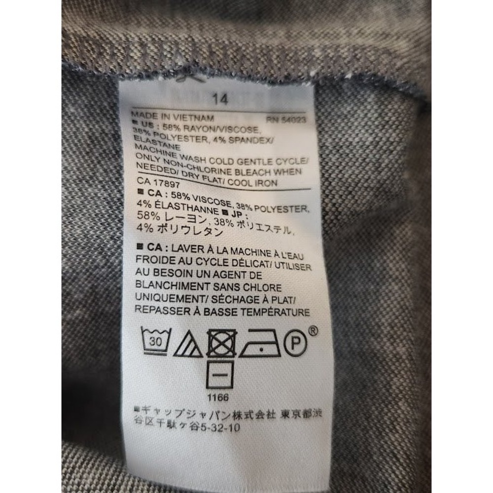 Women's size 14 BANANA REPUBLIC dress short sleeve side zip Stretch gray NWT - Picture 5 of 6